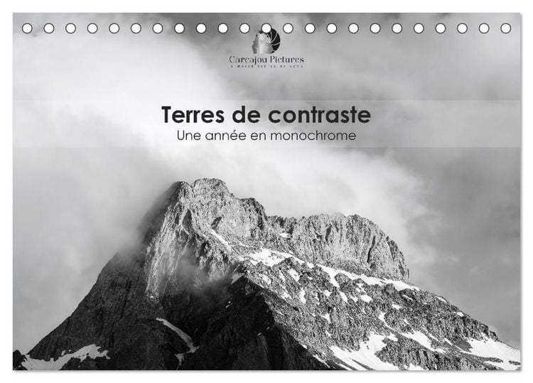 Produktbild: Terres de contraste &ndash; Une ann&eacute;e en monochrome (Calendrier de bureau 2027 DIN A5 vertical), CALVENDO calendrier mensuel