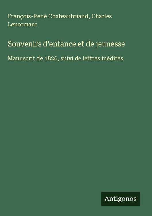 Produktbild: Souvenirs d'enfance et de jeunesse