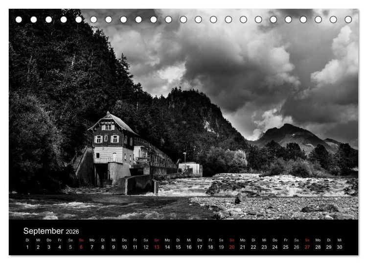Produktbild: BERGE IN SCHWARZ WEISS (Tischkalender 2026 DIN A5 quer), CALVENDO Monatskalender