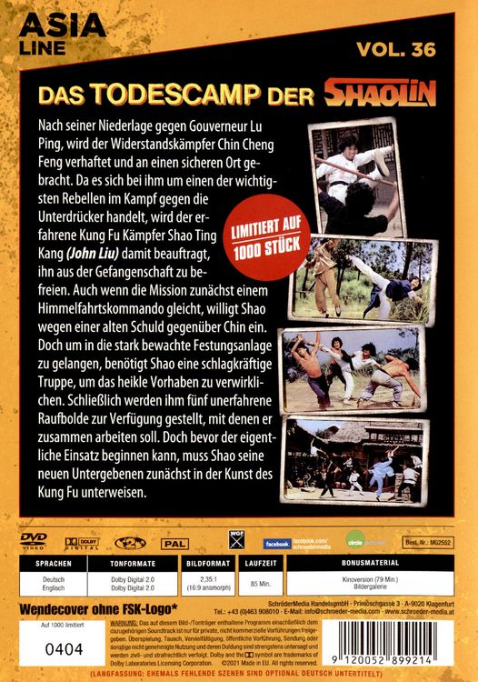 Produktbild: Das Todescamp der Shaolin - Limitiert auf 1000 St&uuml;ck (Asia Line Vol. 36)