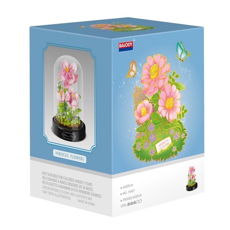 Produktbild: BALODY Blumen: Hibiskus/Hibiscus, DIY Bausatz aus Miniblocks, 543 Klemmbausteine