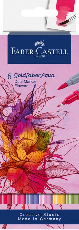 Produktbild: Faber-Castell Tuschestift Dual Marker Goldfaber Aqua, Blumen, 6er Set