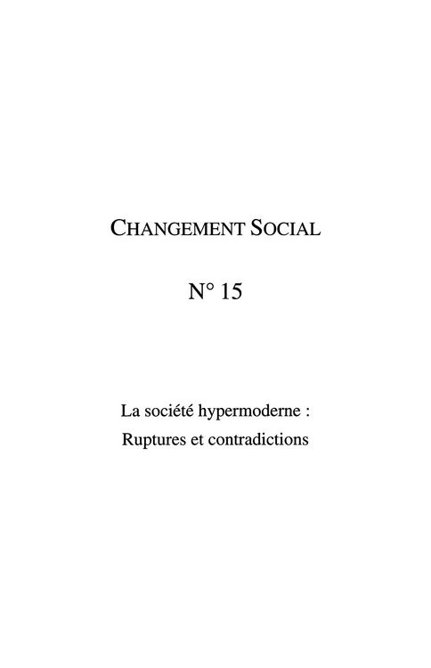 Produktbild: La societe hypermoderne : ruptures et contradictions