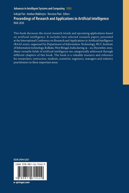 Produktbild: Proceedings of Research and Applications in Artificial Intelligence