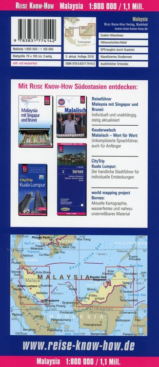 Produktbild: Reise Know-How Landkarte Malaysia (West 1:800.000 / Ost 1:1.100.000)