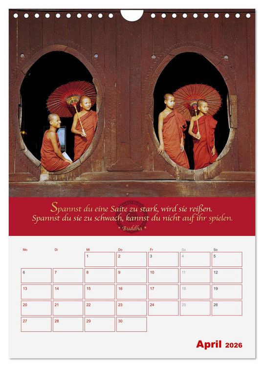 Produktbild: Buddhistische Weisheiten - DER ROTE SCHIRM (Wandkalender 2026 DIN A4 hoch), CALVENDO Monatskalender