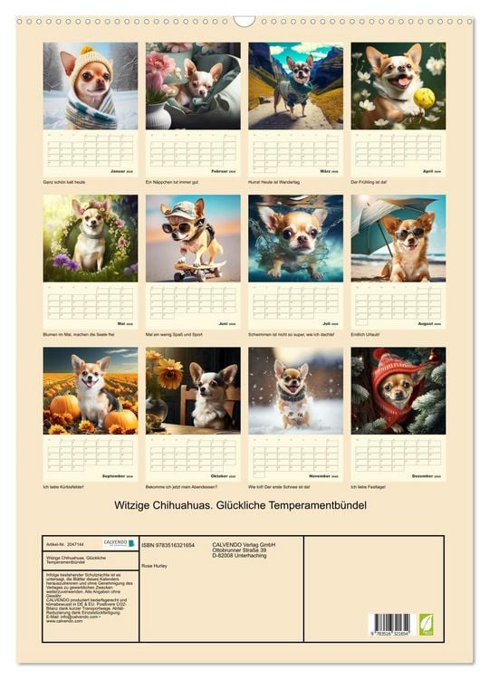 Produktbild: Witzige Chihuahuas. Gl&uuml;ckliche Temperamentb&uuml;ndel (Wandkalender 2026 DIN A2 hoch), CALVENDO Monatskalender
