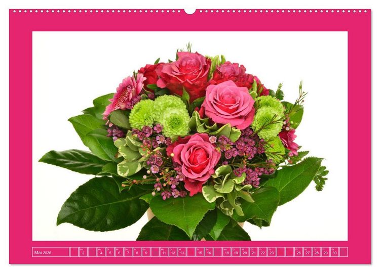 Produktbild: F&uuml;r jeden Monat ein Dankesch&ouml;n an Dich! - 12 Blumenstr&auml;u&szlig;e (hochwertiger Premium Wandkalender 2026 DIN A2 quer), Kunstdruck in Hochglanz
