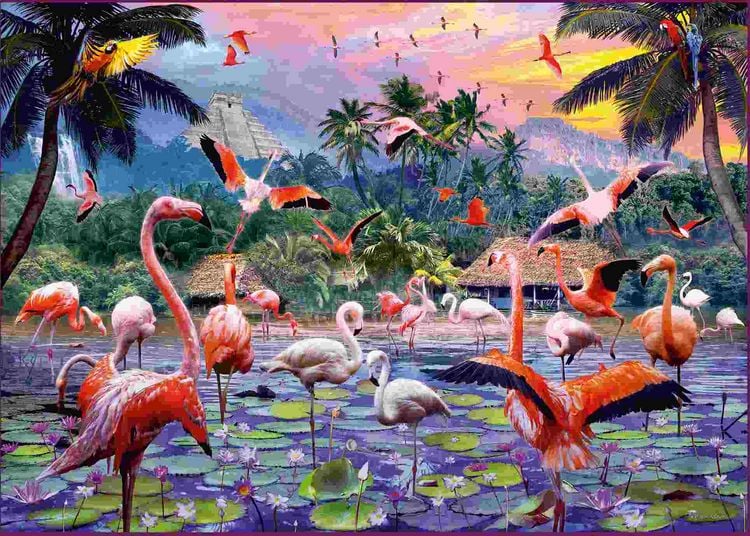Produktbild: Erwachsenenpuzzle 1000 Teile - Pinke Flamingos
