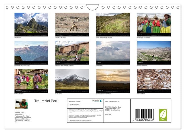 Produktbild: Traumziel Peru (Wandkalender 2026 DIN A4 quer), CALVENDO Monatskalender