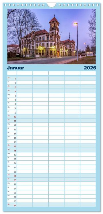 Produktbild: Familienplaner 2026 - Chemnitz zur blauen Stunde mit 5 Spalten (Wandkalender, 21 x 45 cm) CALVENDO