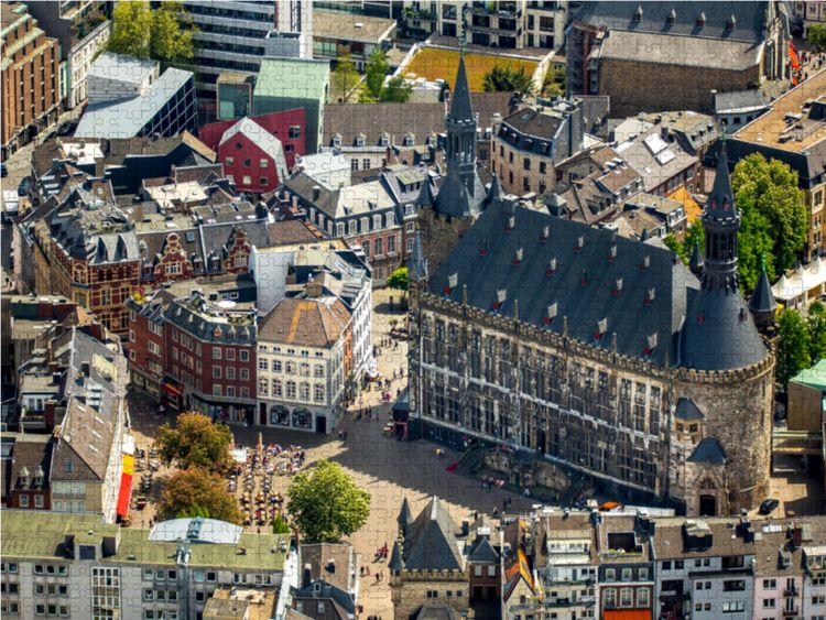 Produktbild: CALVENDO Puzzle Luftbild vom Aachener Rathaus mit Innenstadt | 1000 Teile Lege-Gr&ouml;&szlig;e 64x48cm Foto-Puzzle f&uuml;r gl&uuml;ckliche Stunden