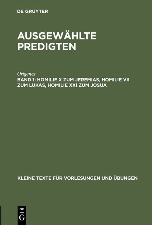 Produktbild: Homilie X zum Jeremias, Homilie VII zum Lukas, Homilie XXI zum Josua
