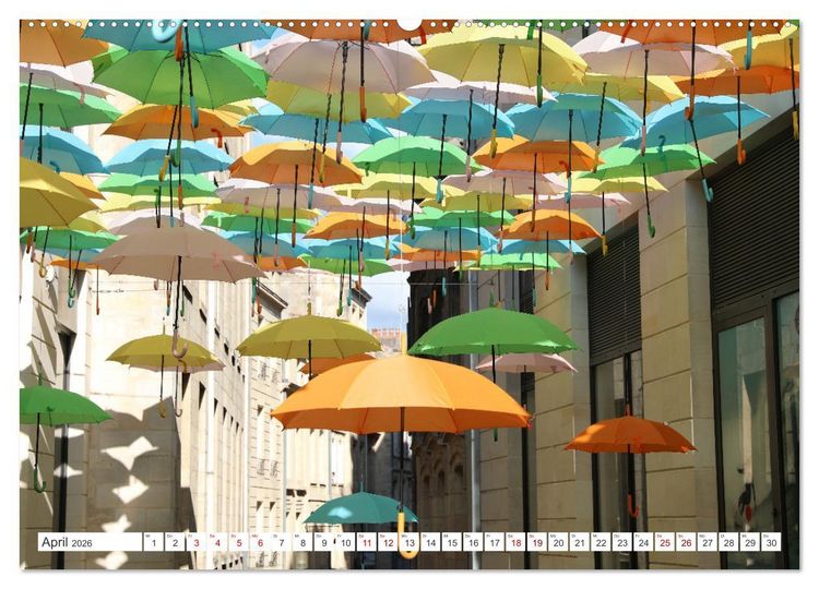 Produktbild: Umbrella Skies - Farbenfrohe Schirme (hochwertiger Premium Wandkalender 2026 DIN A2 quer), Kunstdruck in Hochglanz
