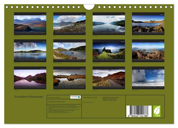 Produktbild: Schottland Panoramen (Wandkalender 2026 DIN A4 quer), CALVENDO Monatskalender