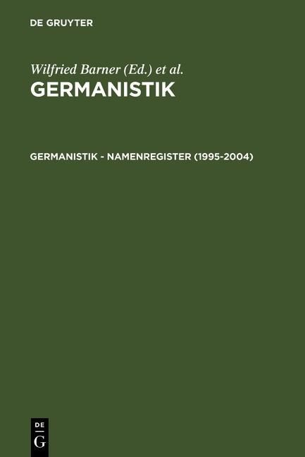 Produktbild: Germanistik - Namenregister (1995-2004)