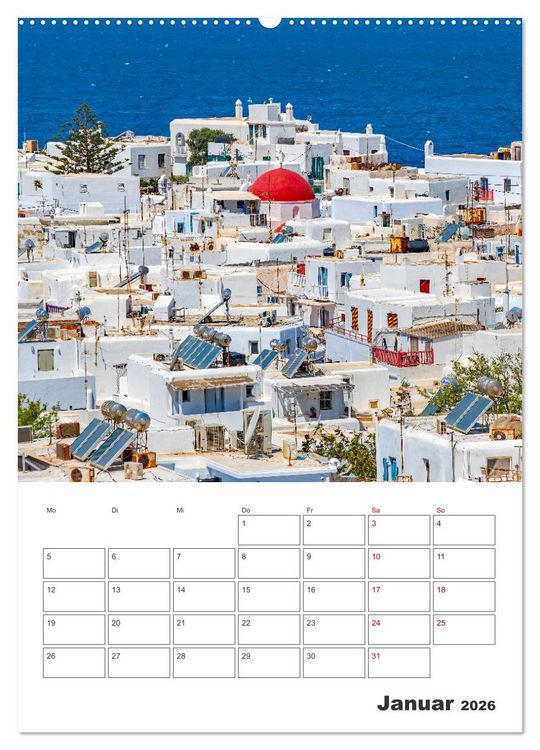 Produktbild: Stadt Mykonos - Reiseplaner (Wandkalender 2026 DIN A2 hoch), CALVENDO Monatskalender