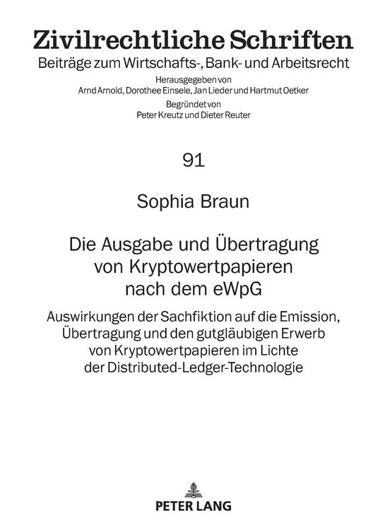 Produktbild: Die Ausgabe und &Uuml;bertragung von Kryptowertpapieren nach dem eWpG