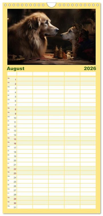 Produktbild: Familienplaner 2026 - M&auml;rchenhafte Helden mit feuchter Nase mit 5 Spalten (Wandkalender, 21 x 45 cm) CALVENDO