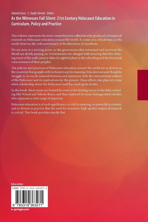 Produktbild: As the Witnesses Fall Silent: 21st Century Holocaust Education in Curriculum, Policy and Practice