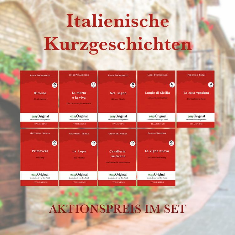Produktbild: Italienische Kurzgeschichten (B&uuml;cher + 9 Audio-CDs)