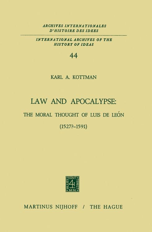 Produktbild: Law and Apocalypse: The Moral Thought of Luis De Le&oacute;n (1527?&ndash;1591)