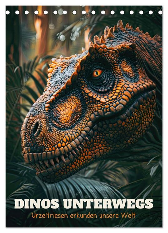 Produktbild: Dinos unterwegs: Urzeitriesen erkunden unsere Welt (Tischkalender 2026 DIN A5 hoch), CALVENDO Monatskalender