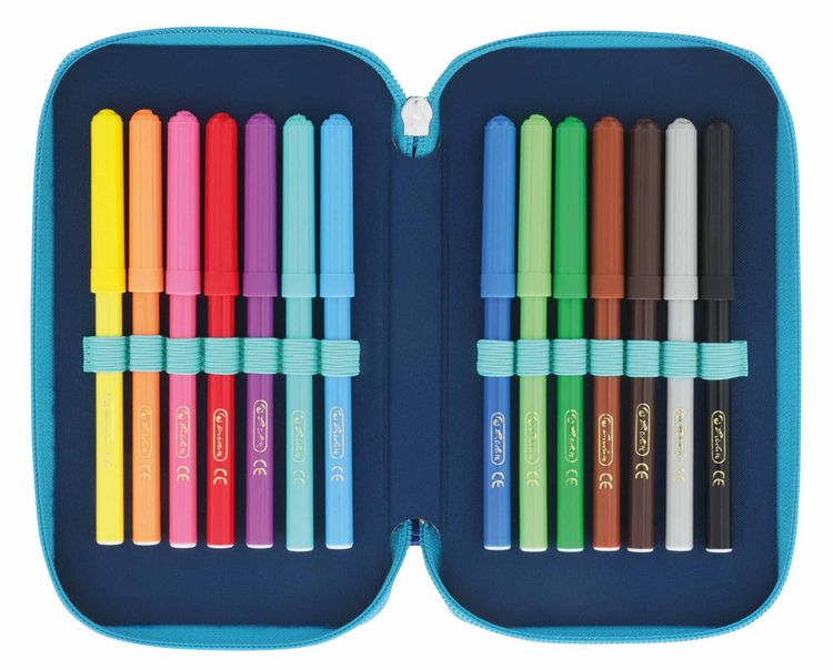 Produktbild: Herlitz Sch&uuml;leretui TriCase 31-teilig Dip Dye Blue/Turquoise