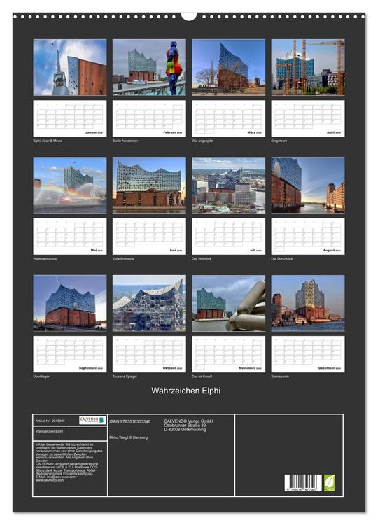 Produktbild: Wahrzeichen Elphi (Wandkalender 2026 DIN A2 hoch), CALVENDO Monatskalender