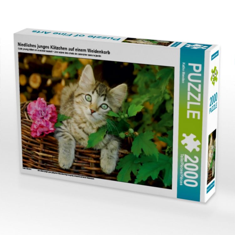Produktbild: Niedliches junges K&auml;tzchen auf einem Weidenkorb (Puzzle)