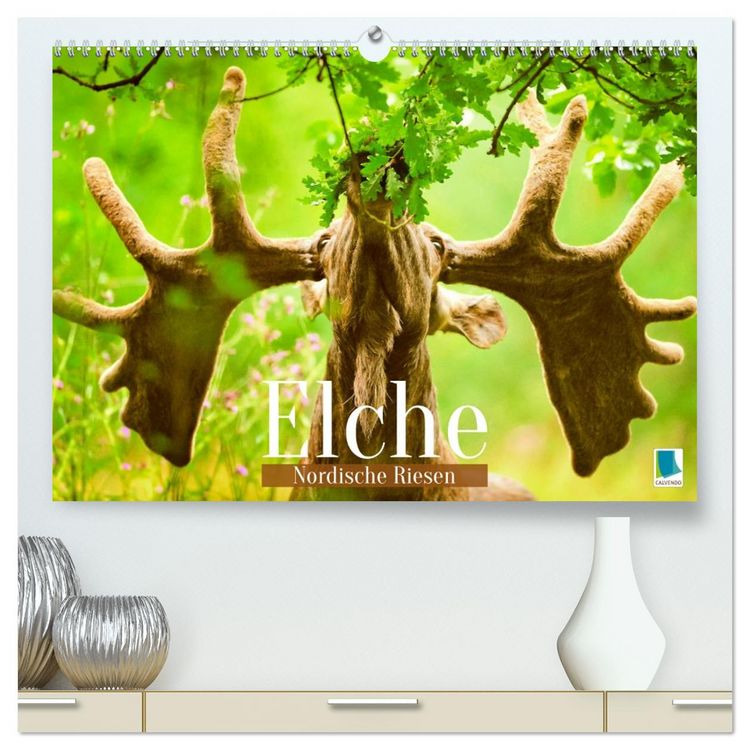 Produktbild: Elche: Nordische Riesen (hochwertiger Premium Wandkalender 2026 DIN A2 quer), Kunstdruck in Hochglanz