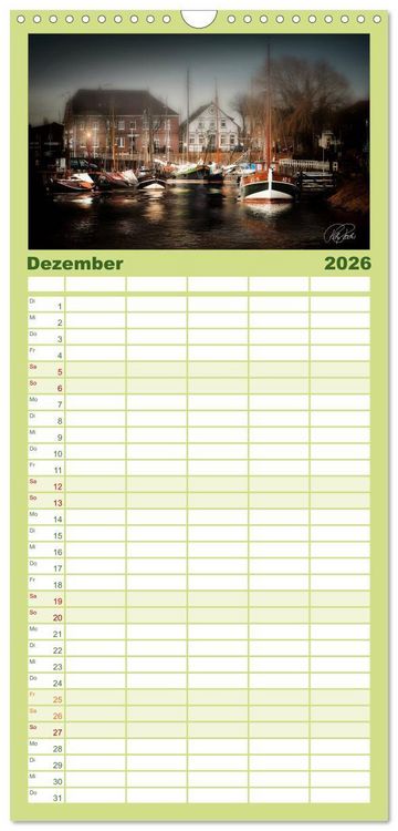 Produktbild: Familienplaner 2026 - Ostfriesland, die alten H&auml;fen - Greetsiel, Neuharlingersiel, Carolinensiel mit 5 Spalten (Wandkalender, 21 x 45 cm) CALVENDO