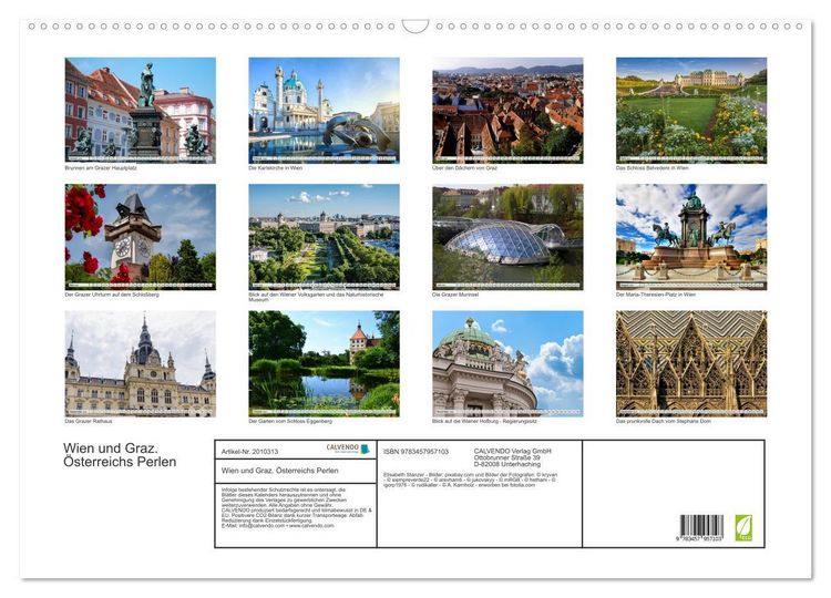 Produktbild: Wien und Graz. &Ouml;sterreichs Perlen (Wandkalender 2026 DIN A2 quer), CALVENDO Monatskalender