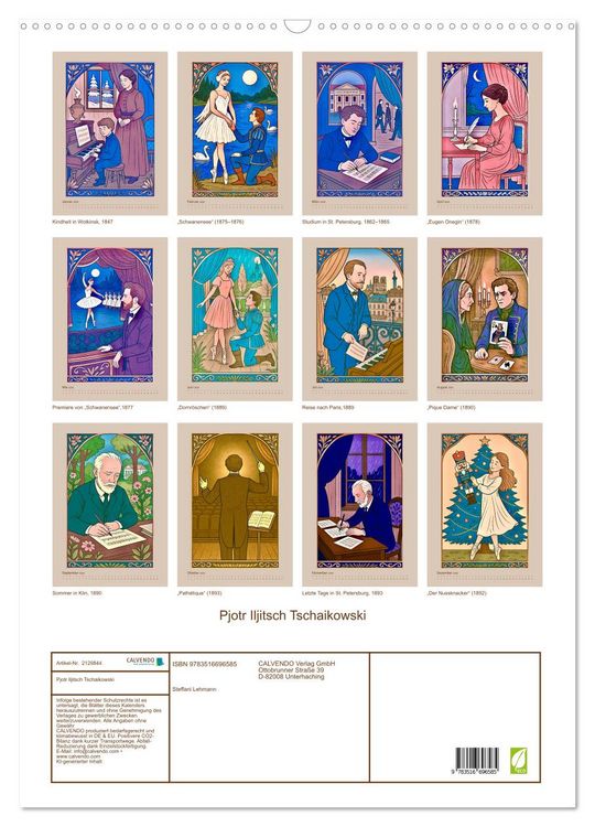 Produktbild: Pjotr Iljitsch Tschaikowski (Wandkalender 2026 DIN A2 hoch), CALVENDO Monatskalender