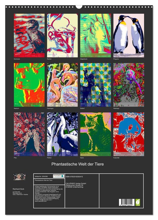 Produktbild: Phantastische Welt der Tiere (Wandkalender 2026 DIN A2 hoch), CALVENDO Monatskalender