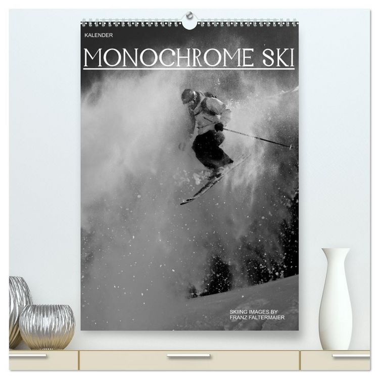 Produktbild: Monochrome Ski (hochwertiger Premium Wandkalender 2026 DIN A2 hoch), Kunstdruck in Hochglanz
