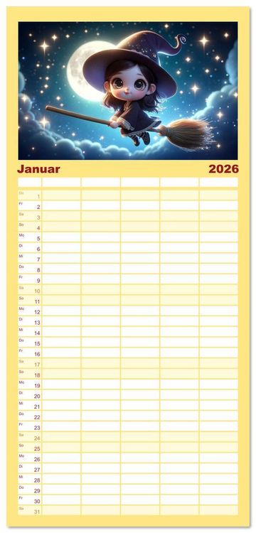 Produktbild: Familienplaner 2026 - Hexenwelten: Ein Jahr voller Magie und Mysterien mit 5 Spalten (Wandkalender, 21 x 45 cm) CALVENDO