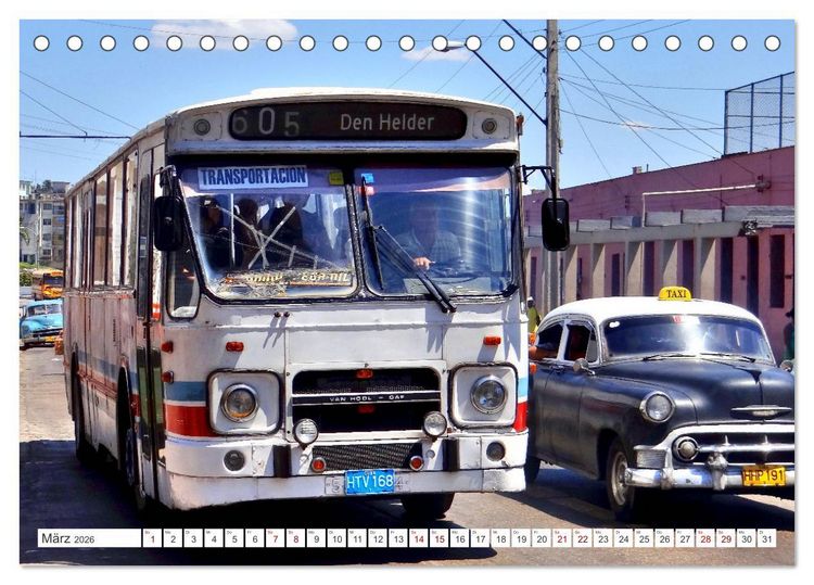 Produktbild: Omnibus-Welt - Autobusse in Kuba (Tischkalender 2026 DIN A5 quer), CALVENDO Monatskalender