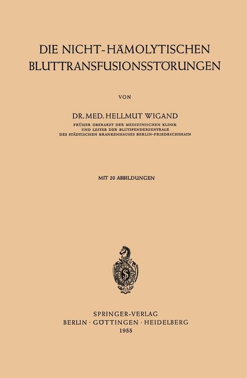 Produktbild: Die Nicht-H&auml;molytischen Bluttransfusionsst&ouml;rungen