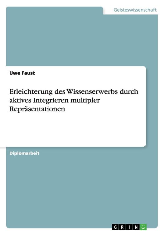 Produktbild: Erleichterung des Wissenserwerbs durch aktives Integrieren multipler Repr&auml;sentationen