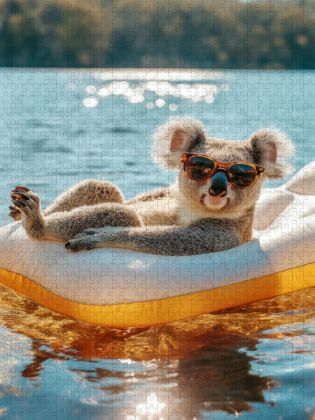 Produktbild: CALVENDO Puzzle Koala mit Sonnenbrille im Schwimmring | 1000 Teile Lege-Gr&ouml;&szlig;e 64x48cm Foto-Puzzle f&uuml;r gl&uuml;ckliche Stunden