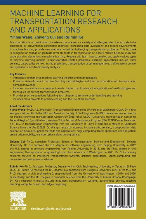 Produktbild: Machine Learning for Transportation Research and Applications