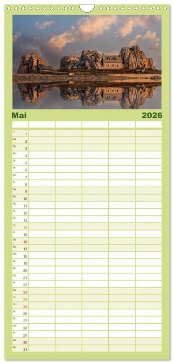 Produktbild: Familienplaner 2026 - Wilde Bretagne mit 5 Spalten (Wandkalender, 21 x 45 cm) CALVENDO
