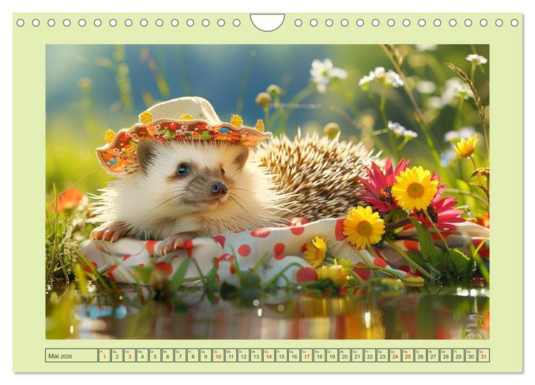 Produktbild: Zauberhafte Igel-Models. Blumiger Stil in der Natur (Wandkalender 2026 DIN A4 quer), CALVENDO Monatskalender