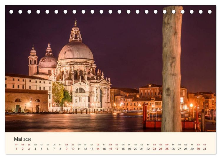 Produktbild: Venedig bei Tag und Nacht (Tischkalender 2026 DIN A5 quer), CALVENDO Monatskalender