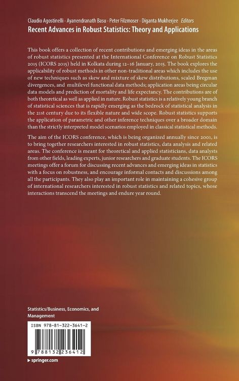 Produktbild: Recent Advances in Robust Statistics: Theory and Applications