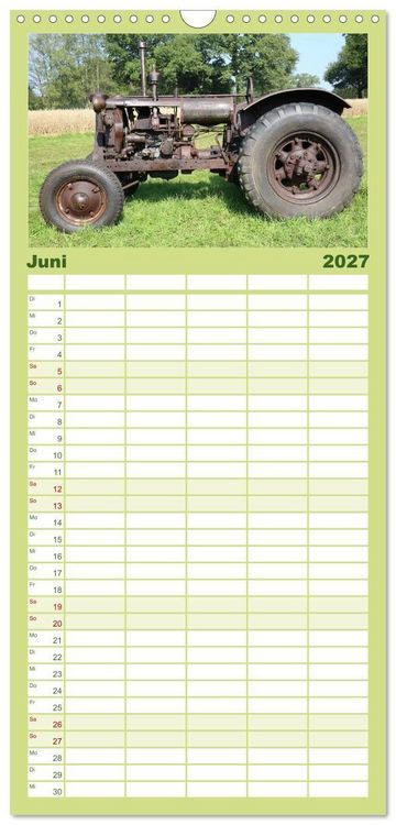 Produktbild: Familienplaner 2027 - Rostige alte Traktoren mit 5 Spalten (Wandkalender, 21 x 45 cm) CALVENDO