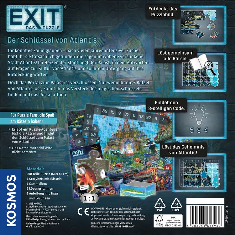 KOSMOS Exit Puzzle 684990 - Puzzle Da 500 Pezzi Con Enigma | Escape Room Per Principianti | Gioco Da Tavolo Per Adulti E Bambini Da 10 Anni