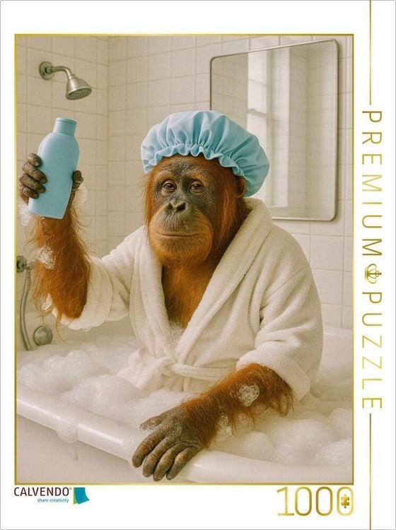 Produktbild: CALVENDO Puzzle Orang Utan Affe macht Affensauber! | 1000 Teile Lege-Gr&ouml;&szlig;e 64x48cm Foto-Puzzle f&uuml;r gl&uuml;ckliche Stunden