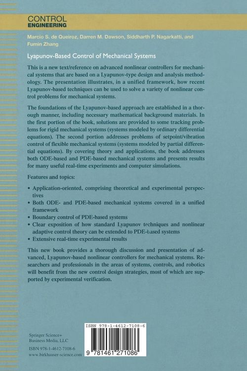 Produktbild: Lyapunov-Based Control of Mechanical Systems